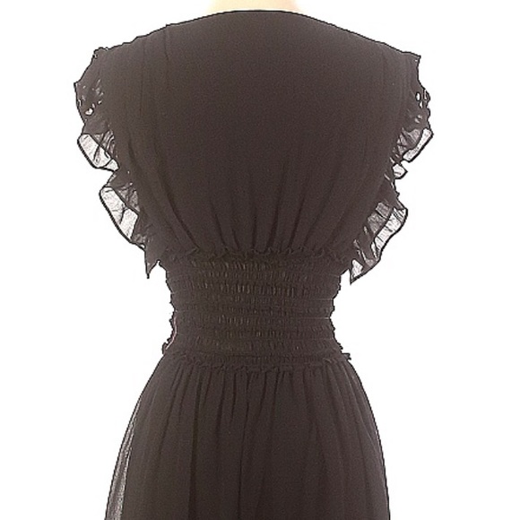 Max Studio Black Sleeveless Ruffle Deep V-Neck Midi Dress size XS - Picture 11 of 12